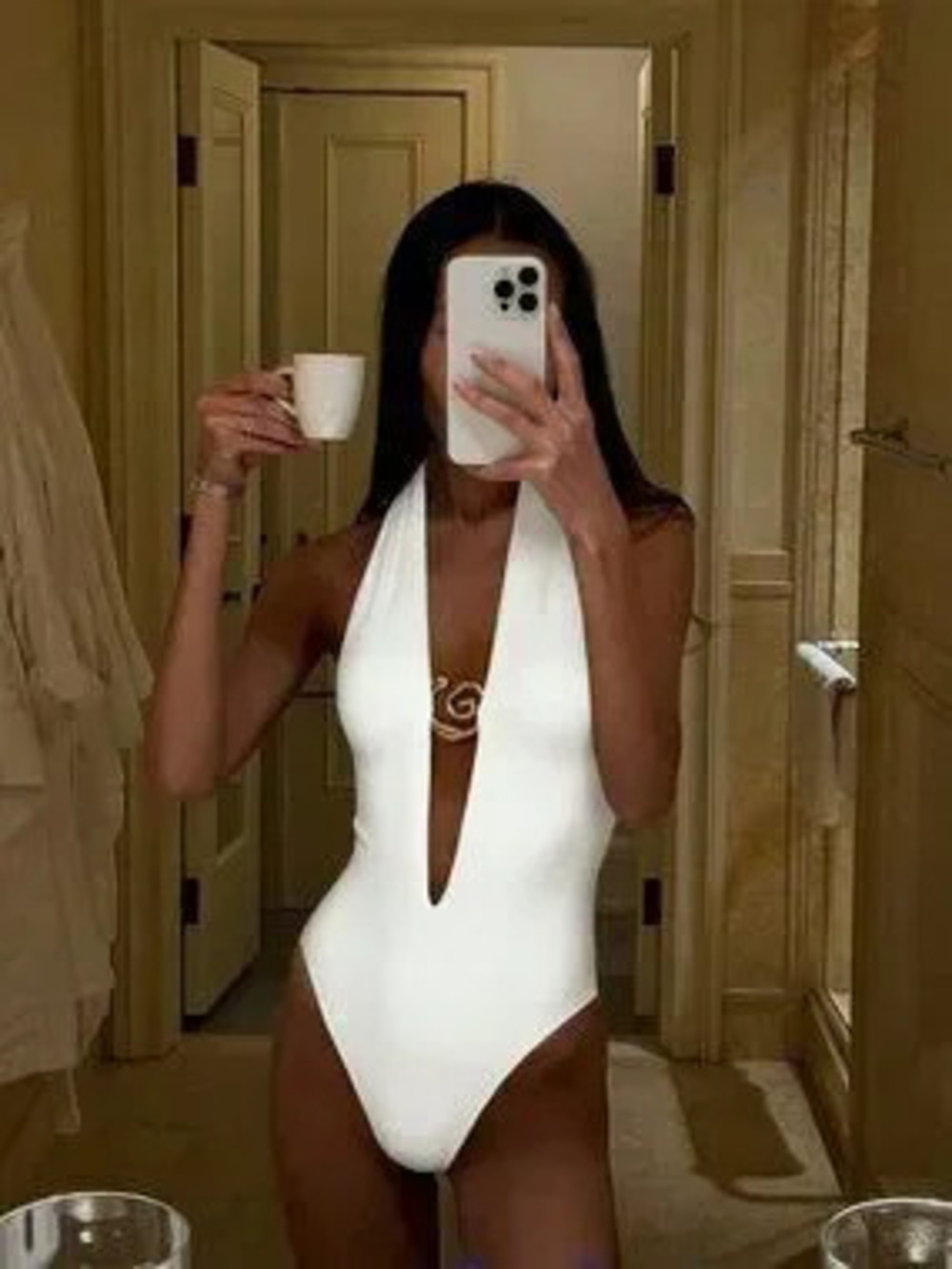 White Casual Sexy Elegant Beach Vacation Women's One-Piece Swimsuit